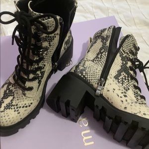 Madden Girl snake print combat boots